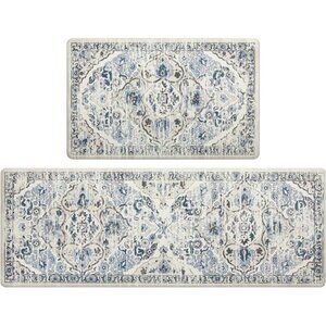 Kitchen Anti Fatigue Mat Set of 2 Non Skid Waterproof Kitchen Floor Mat Vintage